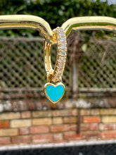 Load image into Gallery viewer, Mini enamel heart Huggie hoop earrings - 10 colours