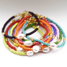 Load image into Gallery viewer, Colourful Seed Bead & Freshwater Pearl Bracelet