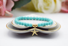 Load image into Gallery viewer, Gold Vermeil Starfish Charm 6mm Beaded Bracelet
