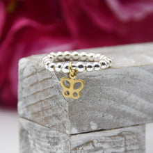 Load image into Gallery viewer, Open Butterfly Charm Bead Stretch Ring