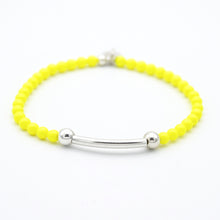 Load image into Gallery viewer, Neon and Sterling Silver Bead and Tube Bracelet