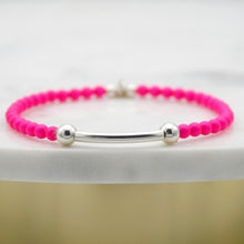 Load image into Gallery viewer, Neon and Sterling Silver Bead and Tube Bracelet