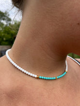 Load image into Gallery viewer, Neon Mint and White Choker Necklace