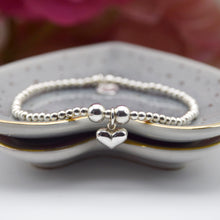 Load image into Gallery viewer, 10mm Mini Puff Heart Charm Bead Bracelet