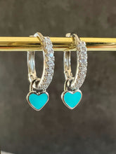 Load image into Gallery viewer, Mini enamel heart Huggie hoop earrings - 10 colours