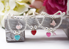 Load image into Gallery viewer, Pink Enamel Heart Charm Bead Bracelet