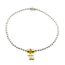 Load image into Gallery viewer, Sterling Silver/Gold Vermeil bead bracelet with Cherry Charm