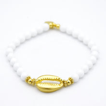 Load image into Gallery viewer, Small Cowrie Shell white bead bracelet