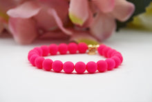 Load image into Gallery viewer, Neon Pink 8mm & Gold Filled Simplicity Bead Bracelet