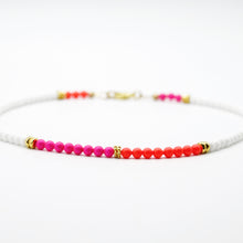 Load image into Gallery viewer, Neon Red/Pink, White and Gold Choker Necklace