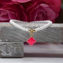 Load image into Gallery viewer, Enamel Clover Charm Beaded Bracelet