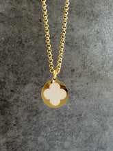 Load image into Gallery viewer, Gold Boho “Summer Vibes” Mother of Pearl Clover Pendant Necklace
