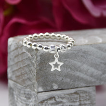Load image into Gallery viewer, Open Star Charm Beaded Stretch Ring