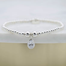 Load image into Gallery viewer, Large oval CZ charm beaded bracelet