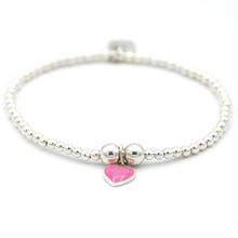 Load image into Gallery viewer, Pink Enamel Heart Charm Bead Bracelet