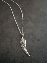 Load image into Gallery viewer, Sterling Silver Antiqued Angel Wing Pendant Necklace