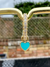 Load image into Gallery viewer, Mini enamel heart Huggie hoop earrings - 10 colours