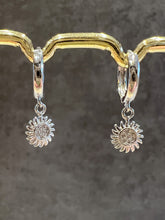 Load image into Gallery viewer, Sun CZ huggie hoop earrings