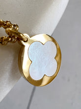 Load image into Gallery viewer, Gold Boho “Summer Vibes” Mother of Pearl Clover Pendant Necklace