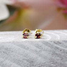 Load image into Gallery viewer, Tiny Red Crystal CZ Stud earrings