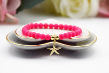 Load image into Gallery viewer, Gold Vermeil Starfish Charm 6mm Beaded Bracelet
