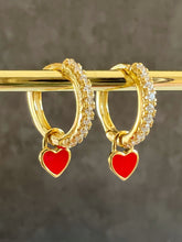 Load image into Gallery viewer, Mini enamel heart Huggie hoop earrings - 10 colours