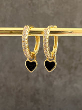 Load image into Gallery viewer, Mini enamel heart Huggie hoop earrings - 10 colours
