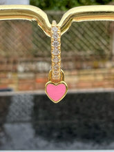 Load image into Gallery viewer, Mini enamel heart Huggie hoop earrings - 10 colours