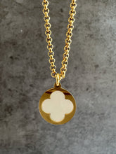 Load image into Gallery viewer, Gold Boho “Summer Vibes” Mother of Pearl Clover Pendant Necklace