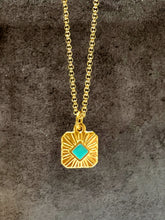 Load image into Gallery viewer, Gold Boho “Summer Vibes” Square Sunburst Pendant Necklace - 2 colours