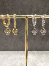 Load image into Gallery viewer, Trefoil CZ huggie hoop earrings