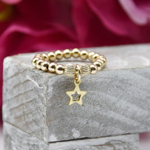 Load image into Gallery viewer, Open Star Charm Beaded Stretch Ring