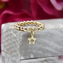 Load image into Gallery viewer, Open Star Charm Beaded Stretch Ring