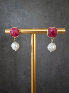 Teardrop double gemstone earrings
