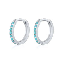 Load image into Gallery viewer, Crystal Coloured Stone Plain Huggie hoop earrings
