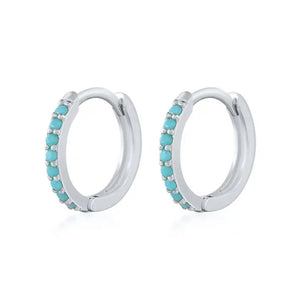 Crystal Coloured Stone Plain Huggie hoop earrings