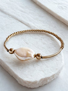 Large Baroque Freshwater Pearl Bead and Tube Bracelet