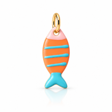 Load image into Gallery viewer, Large stripy ceramic fish charm pendants - colourful &amp; fun - 7 colours

