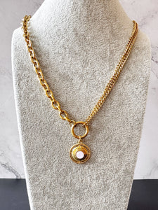 Crystal Charm Stainless Steel double row necklace