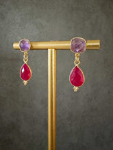 Load image into Gallery viewer, Teardrop double gemstone earrings
