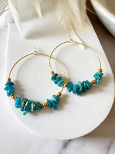 Load image into Gallery viewer, Gemstone Chip Beaded Stainless Steel 40mm Hoop Earrings
