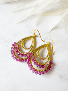 Ibiza teardrop double row beaded earrings
