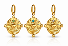 Load image into Gallery viewer, Gold Crystal sunburst heart charms - 3 colours
