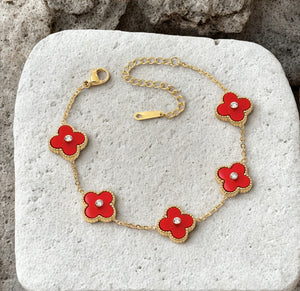 Four leaf clover stainless steel bracelet - 9 colours