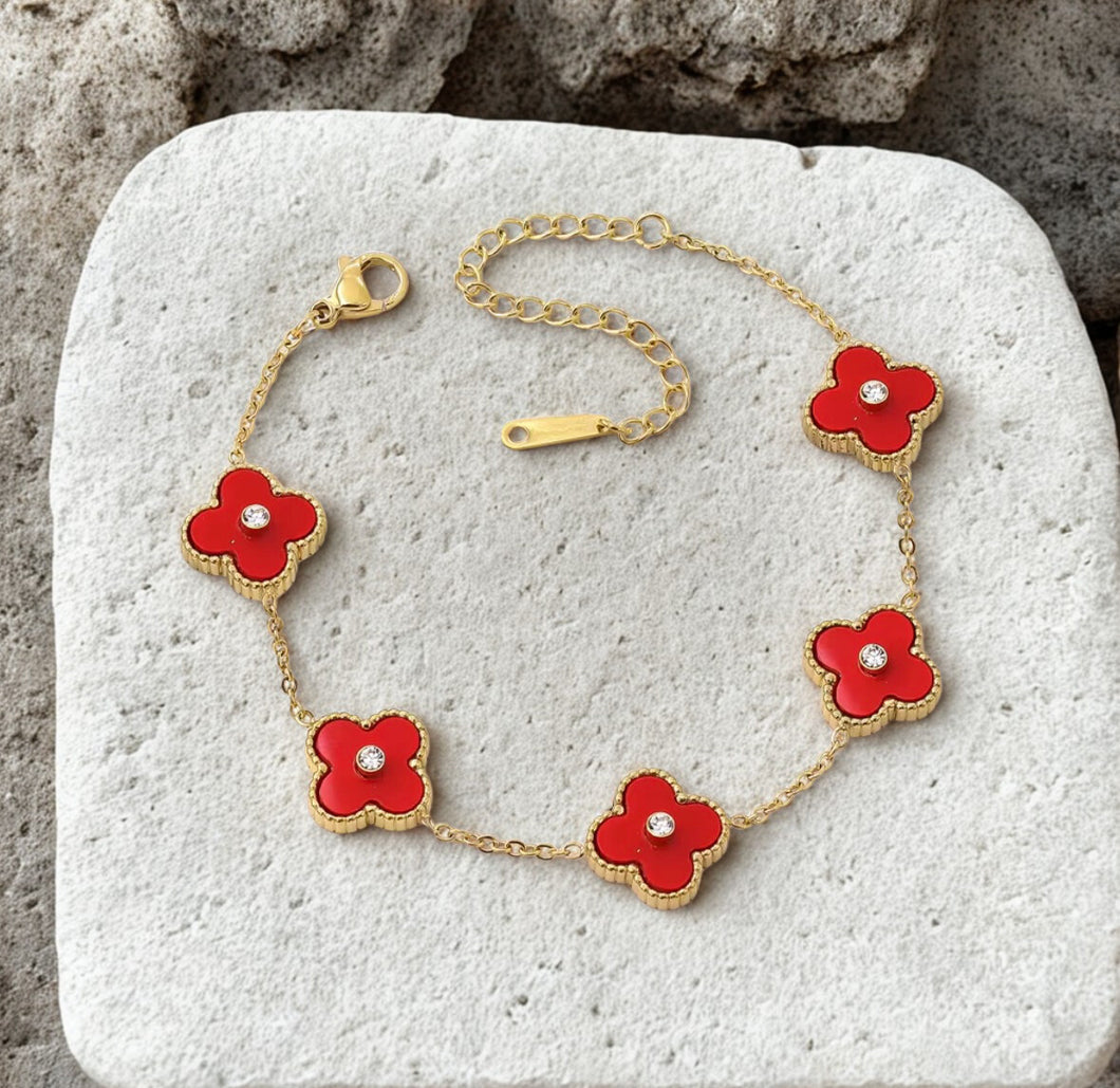 Four leaf clover stainless steel bracelet - 9 colours