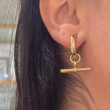 Load image into Gallery viewer, T Bar Super Chunky Stainless Steel Huggie Earrings
