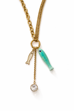 Load image into Gallery viewer, Fish and Crystal double row statement necklace
