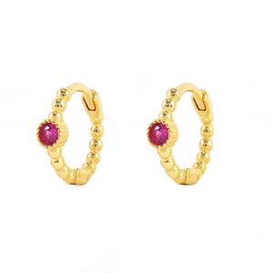 Crystal Small Gem Beaded Huggie Hoop Earrings