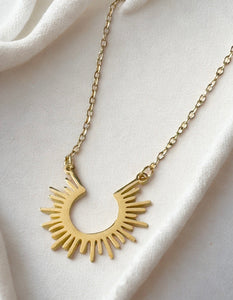 Sunburst Gold & Silver Stainless Steel Necklace