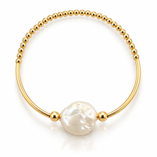 Load image into Gallery viewer, Large Baroque Coin Freshwater Pearl Bead and Tube Bracelet
